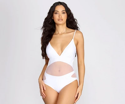 Sultry And Sheer Mesh Waist Swimsuit