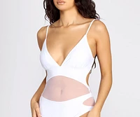 Sultry And Sheer Mesh Waist Swimsuit