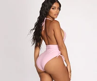 Beachside Babe Lace Up One Piece Swimsuit
