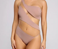 Sheer And Sultry One Shoulder Piece Swimsuit