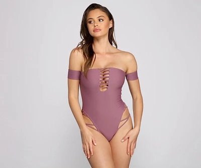 Off The Shoulder Sassy Straps One Piece Swimsuit