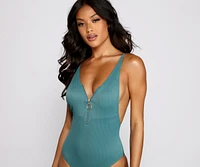 Good Vibes Ribbed One Piece Swimsuit