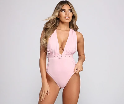 Good Vibes Belted One-Piece Swimsuit