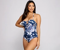 Floral Fusion Foiled One Piece Swimsuit