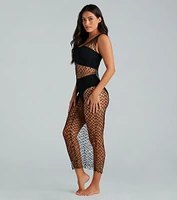 Stylishly-Sheer Long Fishnet Coverup Dress