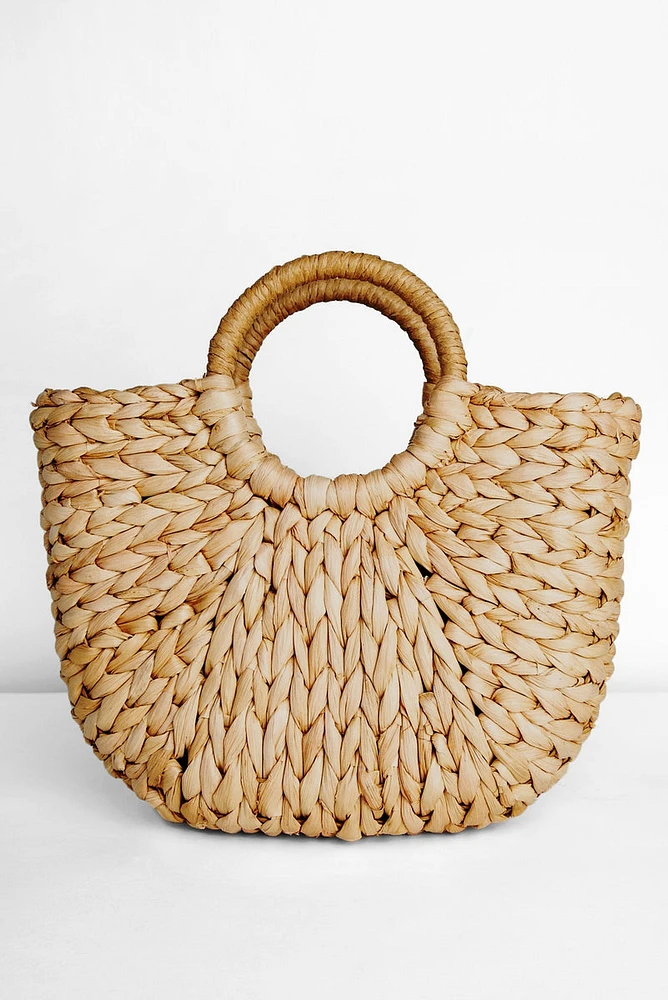 Woven Straw Hand Held Tote