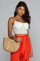 Woven Straw Hand Held Tote