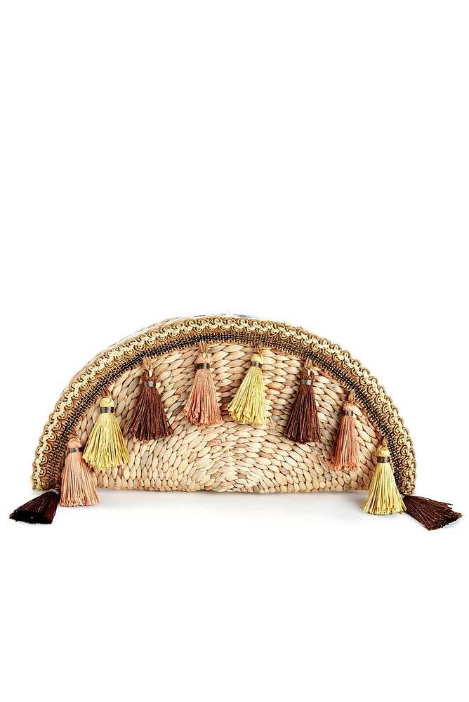 Tassel Straw Clutch