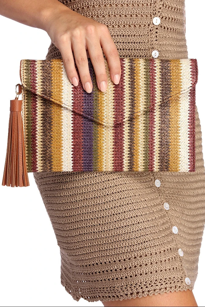 Straw Striped Clutch