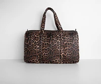 Leopard Print Weekender Duffle Bag