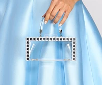 Clear Essentials Rhinestone Trim Clear Clutch