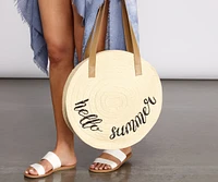 Hello Summer Woven Straw Tote Bag