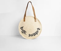 Hello Summer Woven Straw Tote Bag