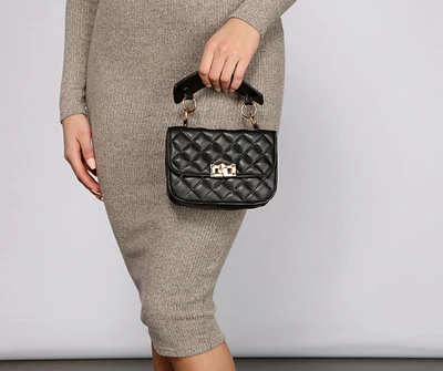 Faux Leather Quilted Diamond Mini Purse