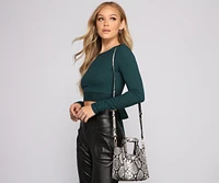 Faux Leather Snake Print Handbag