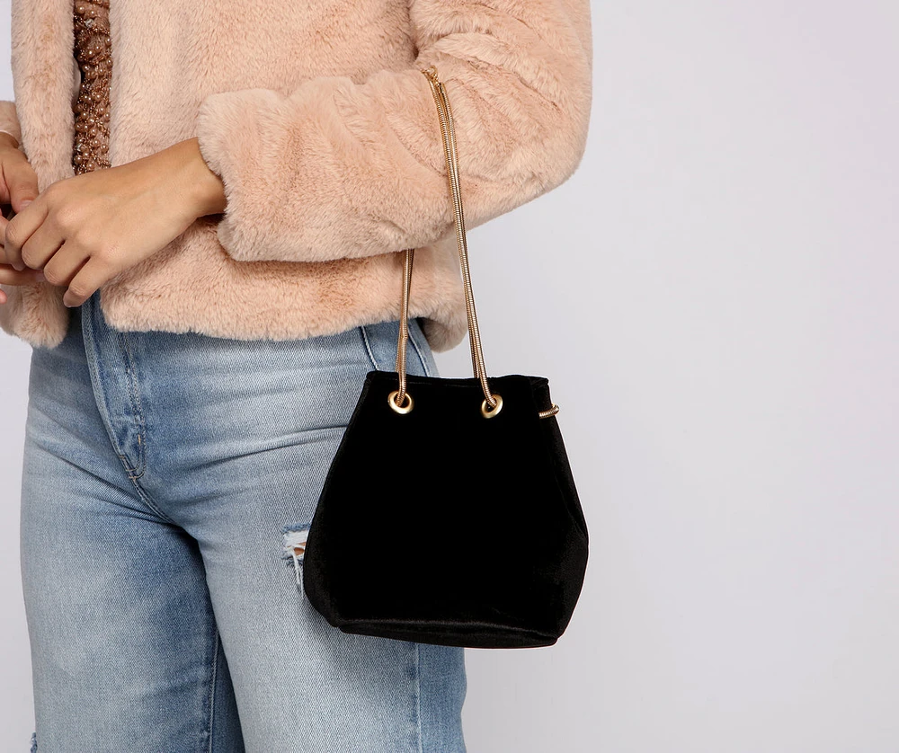 Velvet Glam Bucket Bag