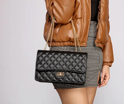 Faux Leather Quilted Diamond Crossbody