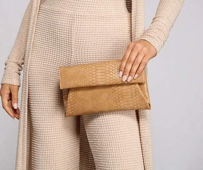 Sleek And Shimmer Faux Snake Clutch