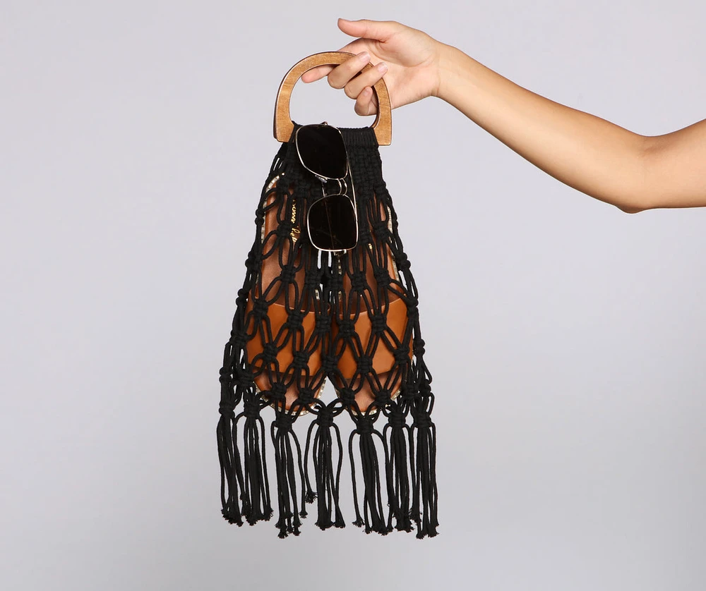 Hello Summer Woven Fringe Tote