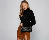 Chic Chain Strap Woven Shoulder Bag