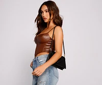 Smooth And Sleek Faux Leather Crossbody