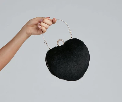 Heart Beat Faux Fur Ring Clutch