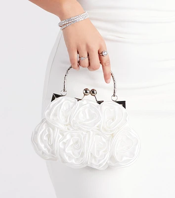 Chic Romance Satin Rose Handbag
