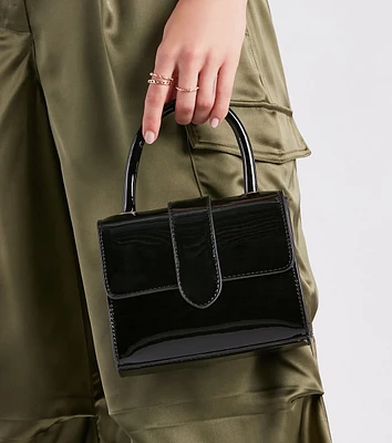 Sleek Perfection Patent Faux Leather Handbag