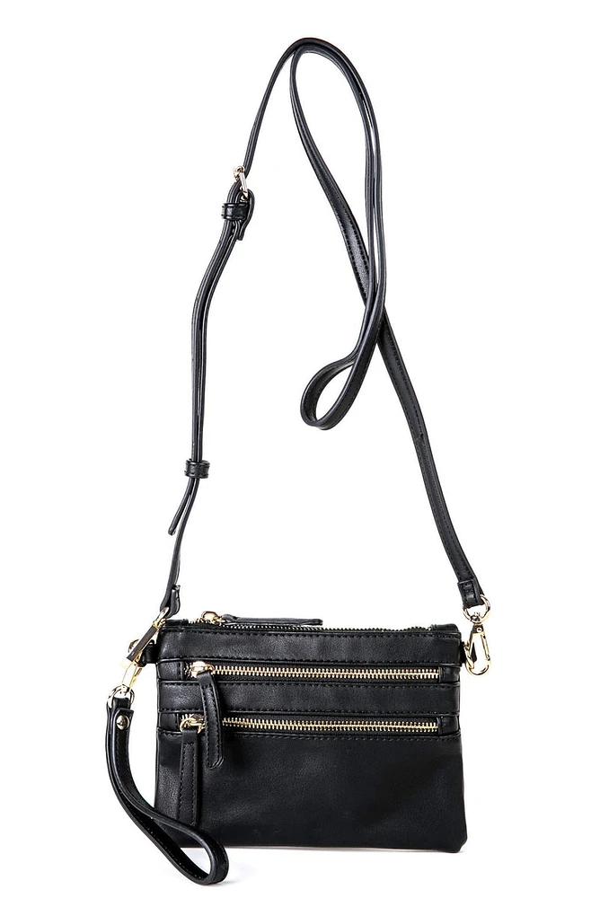 Triple Zipper Crossbody Bag