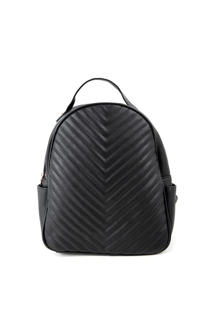 Faux Leather Quilted Chevron Backpack