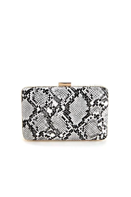 Box It Snake Print Clutch