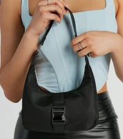 Chic Staple Buckle Strap Nylon Shoulder Bag
