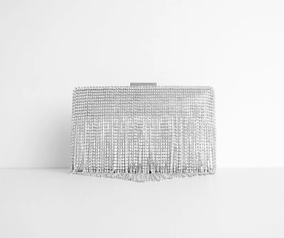 Ready In Rhinestones Fringe Clutch