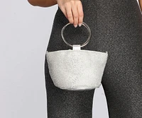 O-Ring Handle Rhinestone Bucket Purse