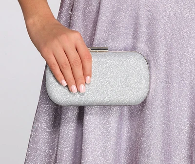 Rounded Glitter Mesh Clutch