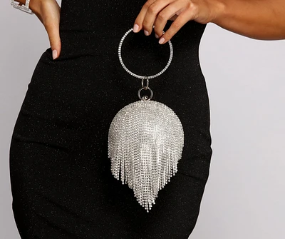 Light The Night Rhinestone Fringe Sphere Clutch