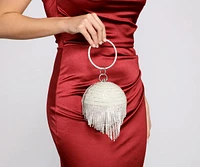 Dazzle Queen Pearl Fringe Sphere Clutch