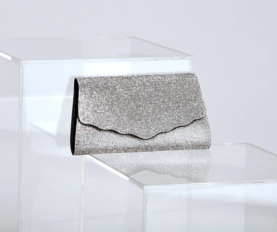 Bring The Bling Rhinestone Scalloped Trim Clutch