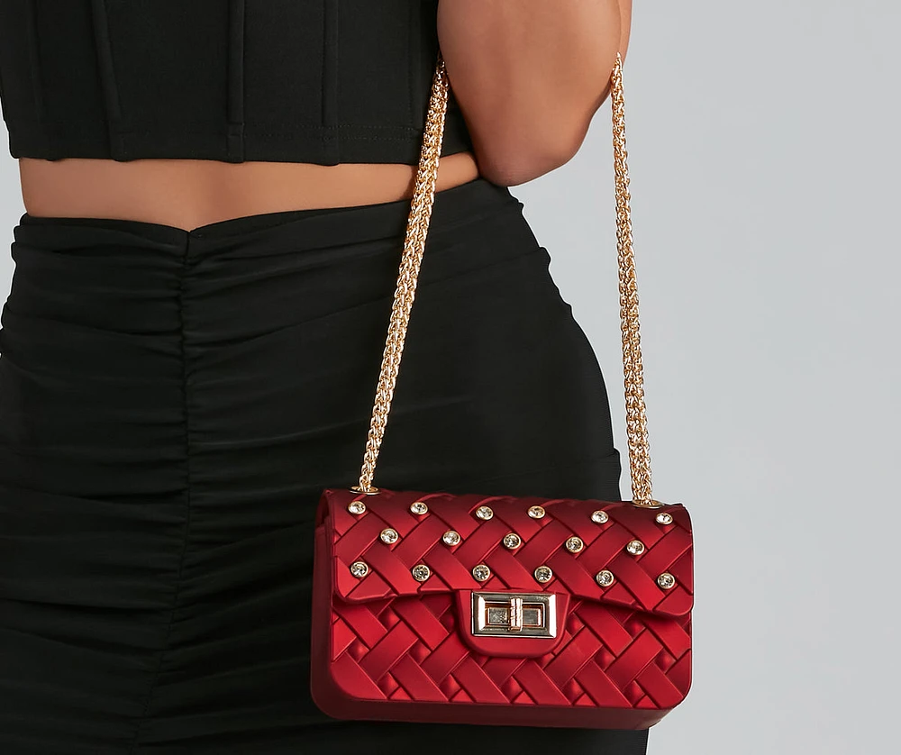 Rhinestone Quilted Jelly Crossbody