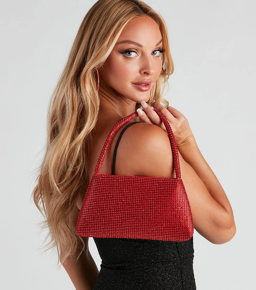 Sparkle Rhinestone Mesh Shoulder Bag