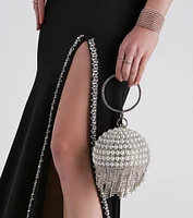 Perfectly Elegant Rhinestone And Pearl Sphere Clutch