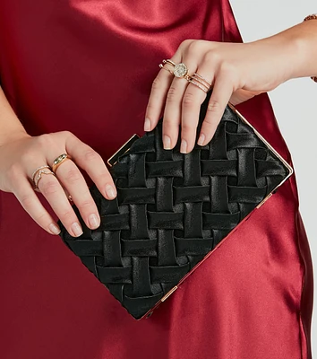 Perfect Addition Satin Woven Box Clutch