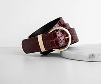 Croc Embossed Faux Leather Belt