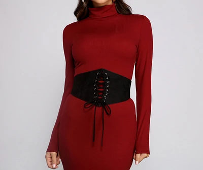 Faux Suede Lace-Up Corset Belt