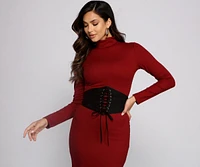 Faux Suede Lace-Up Corset Belt