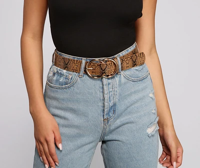 Double O-Ring Snake Print Belt