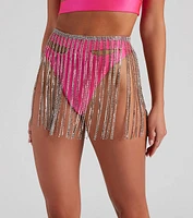 Rhinestone Fringe Skirt Belt