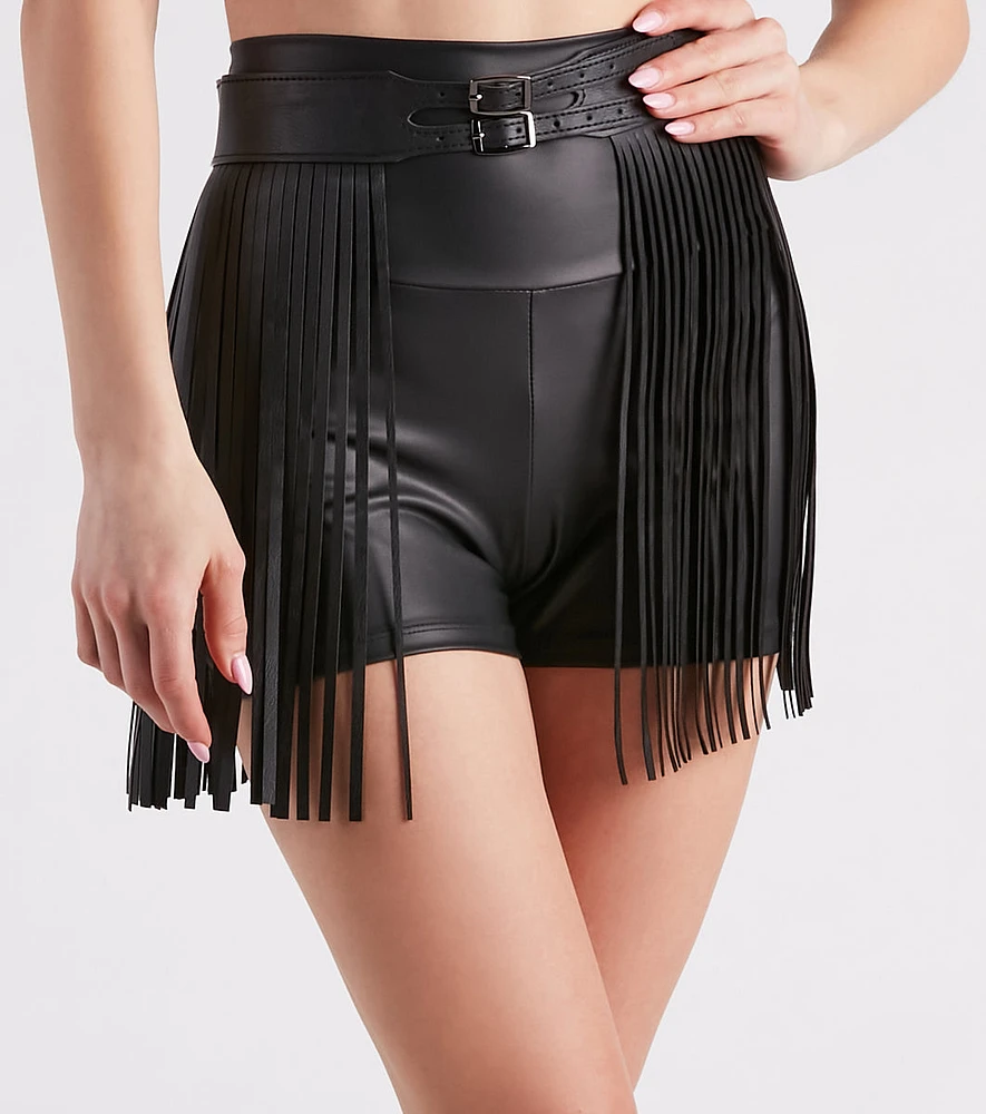 Festival Girl Faux Leather Fringe Belt