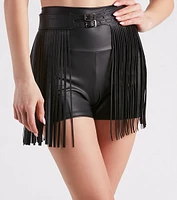 Festival Girl Faux Leather Fringe Belt