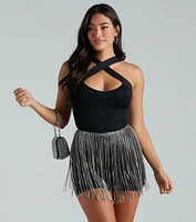 Endless Fun Rhinestone Fringe Skirt Belt